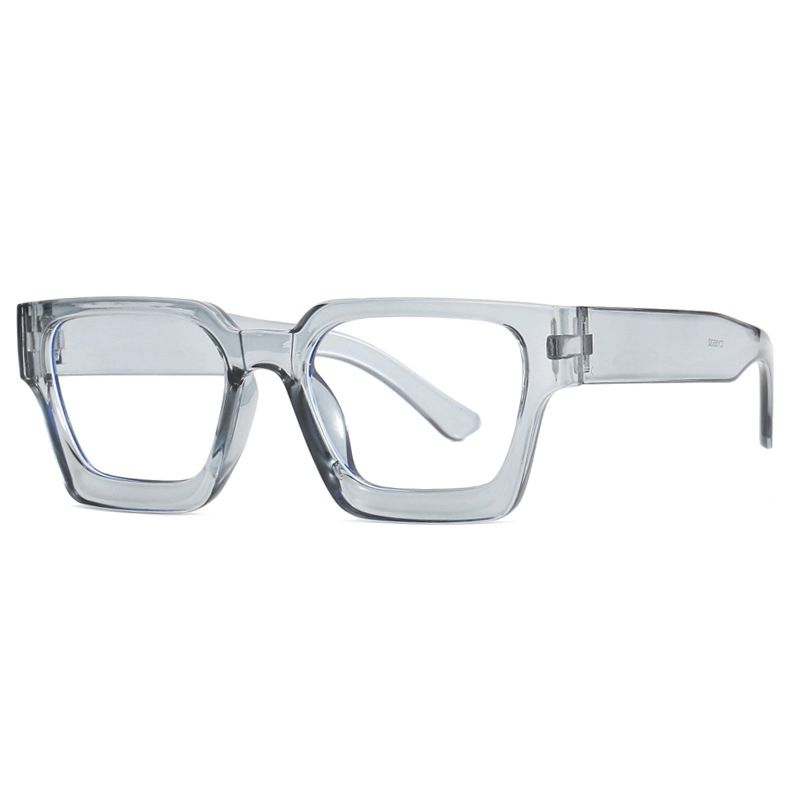 Fashion Transparent Gray And White Film Square Buckle Sunglasses