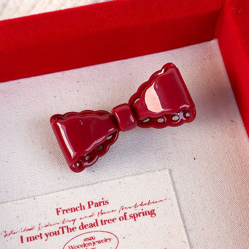 Fashion Red Resin Bow Hairpin