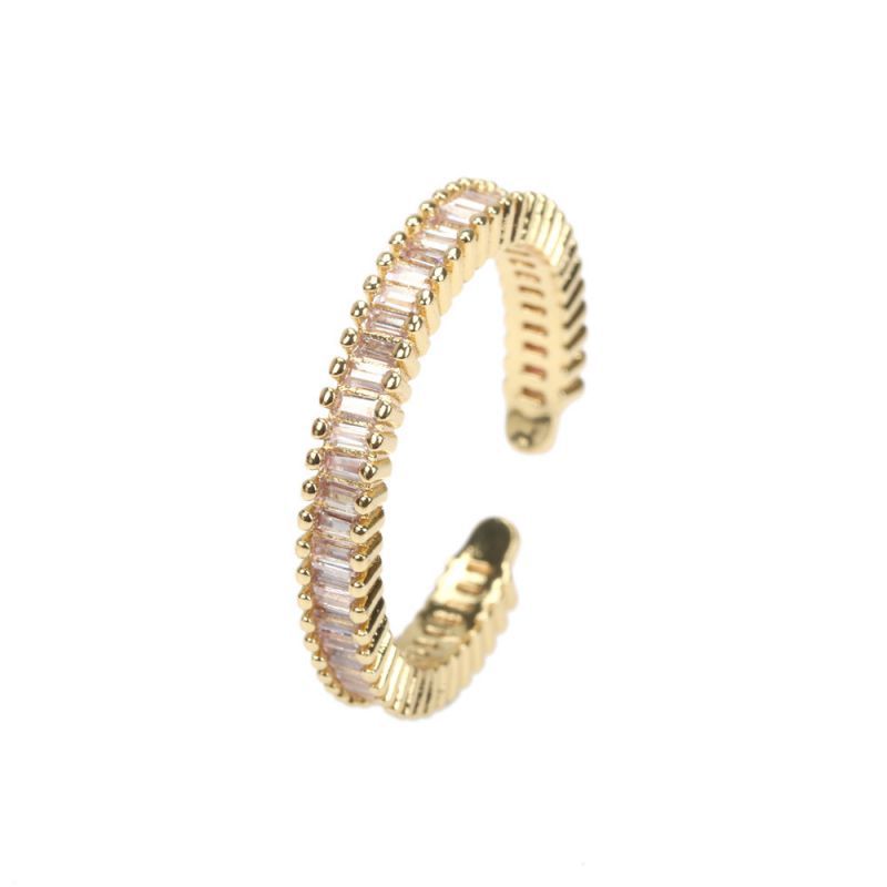 Fashion White Zirconium Copper And Diamond Open Ring