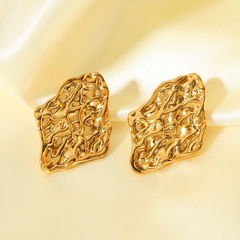 Fashion Gold Stainless Steel Irregular Lava Earrings