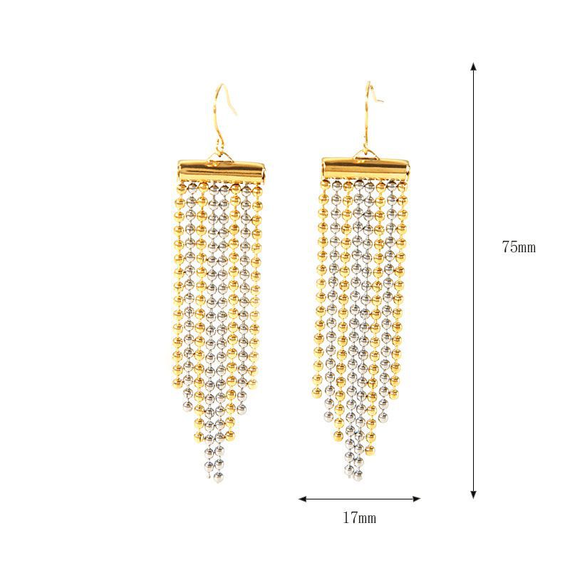 Fashion Silver Stainless Steel Gold Plated Tassel Earrings