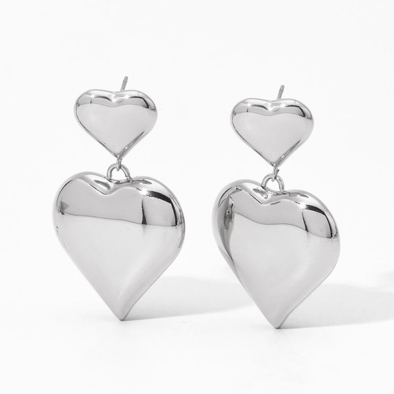 Fashion Silver Stainless Steel Love Earrings