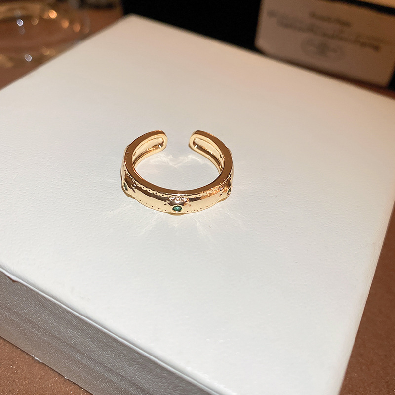 Fashion 1# Ring-gold (real Gold Plating) Metal Zirconia Geometric Open Ring