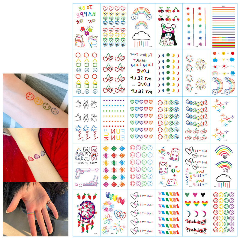 Fashion G Package 30 Pieces Per Pack Cartoon Printed Tattoo Stickers