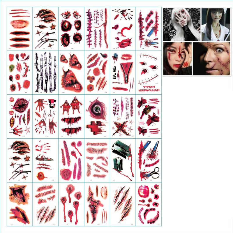 Fashion J Set 30 Pieces Per Pack Cartoon Printed Tattoo Stickers