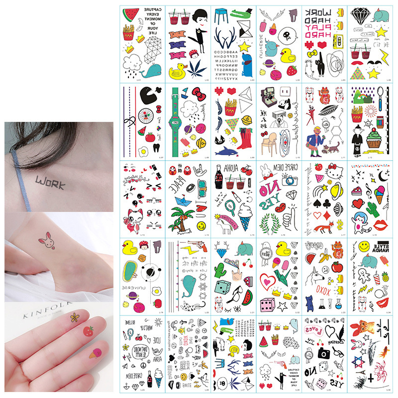 Fashion L Set 30 Pieces Per Pack Cartoon Printed Tattoo Stickers