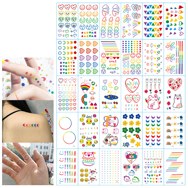 Fashion H Set Of 30 Pieces Colorful Smiley Face Tattoo Face Sticker