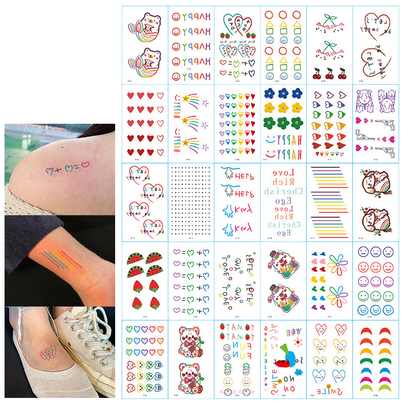 Fashion P Set Of 30 Pieces Colorful Smiley Face Tattoo Face Sticker