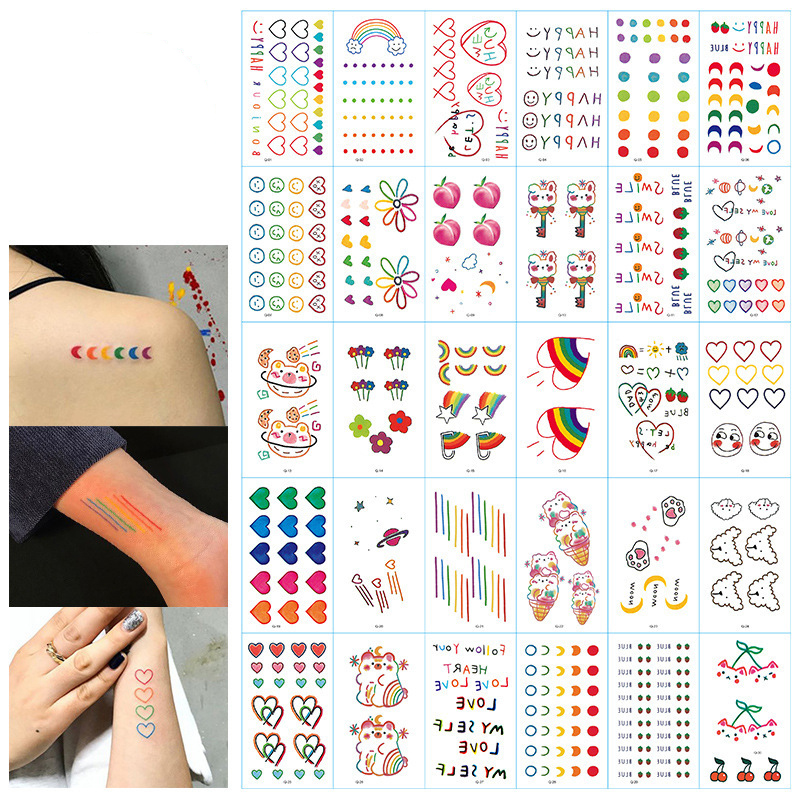 Fashion Q Set Of 30 Pieces Colorful Smiley Face Tattoo Face Sticker