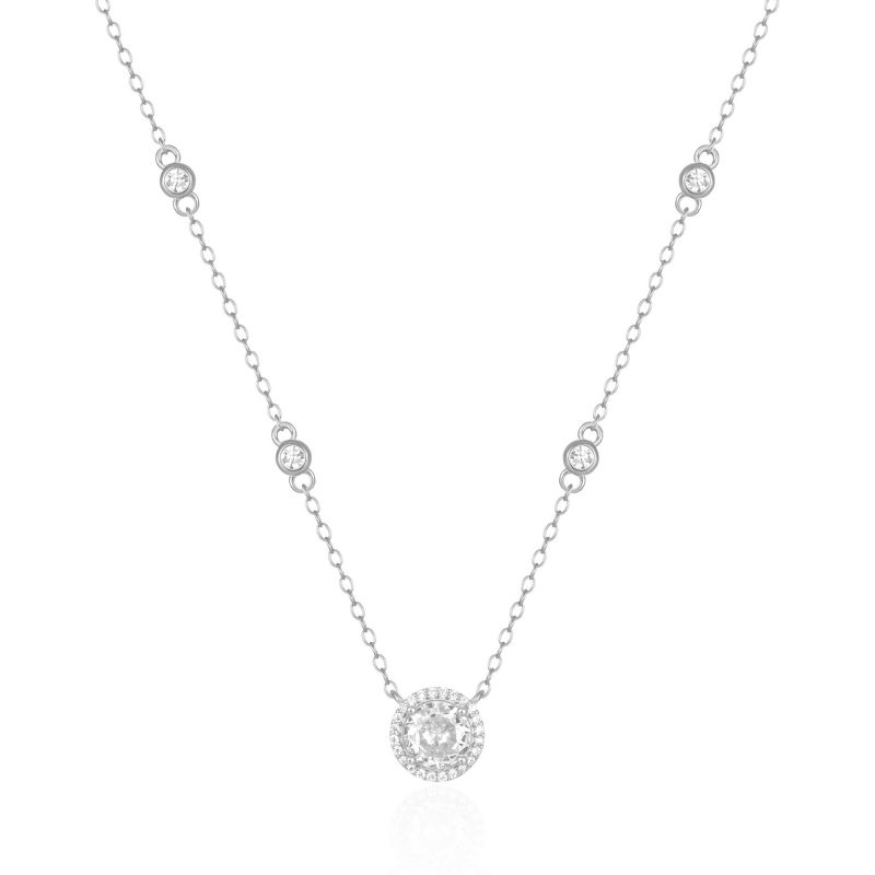 Fashion White Gold Metal Diamond Round Necklace