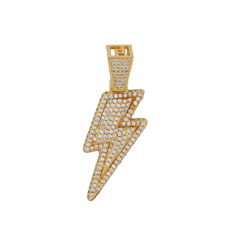 Fashion Gold Gold-plated Copper And Diamond Lightning Pendant