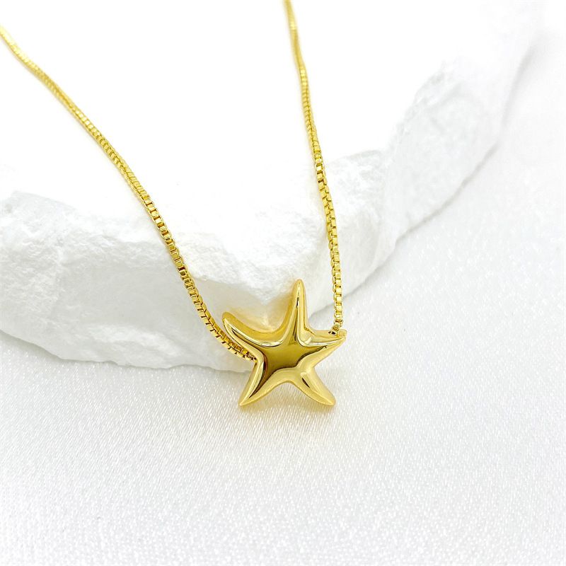 Fashion Gold Gold Plated Copper Star Necklace