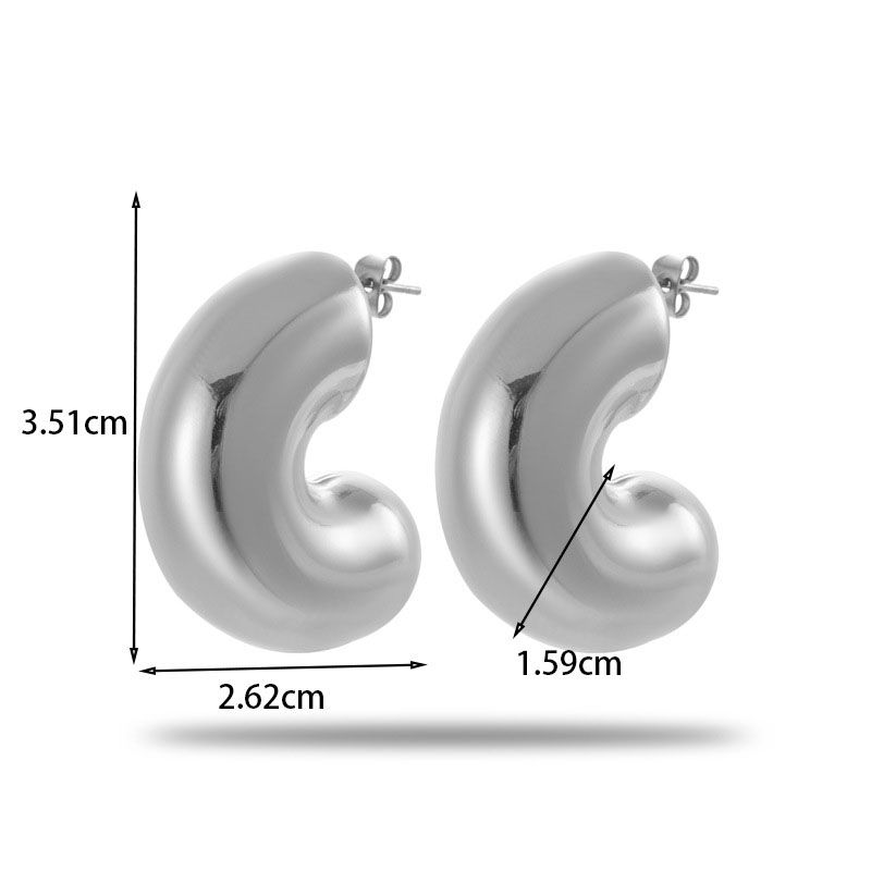 Fashion 5# Titanium Steel C-shaped Earrings