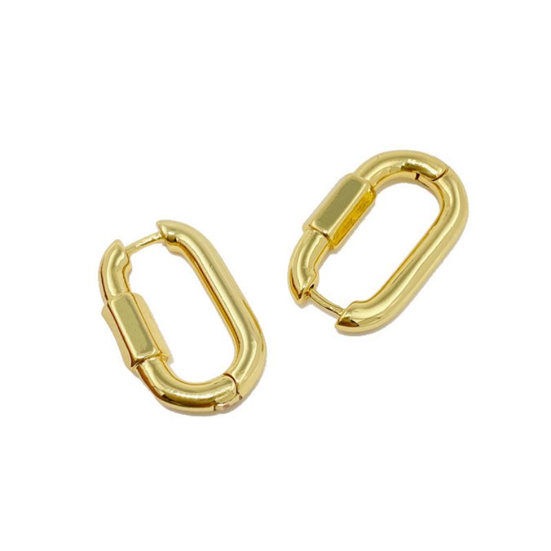 Fashion Gold Gold-plated Copper Oval Earrings