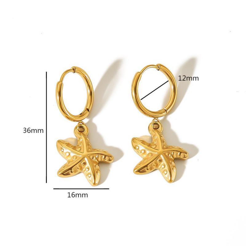 Fashion 1# Stainless Steel Starfish Earrings