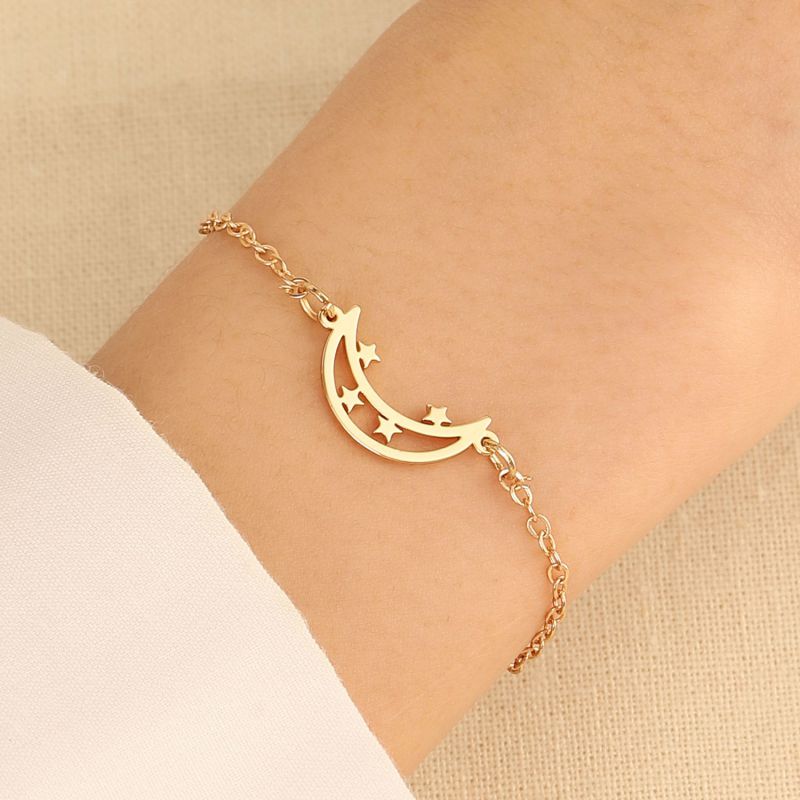 Fashion 9# Copper Geometric Moon Bracelet