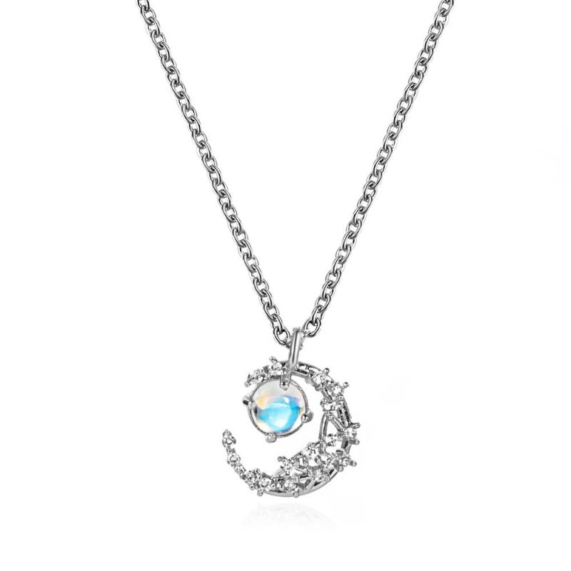 Fashion 3# Copper Diamond Moon Necklace