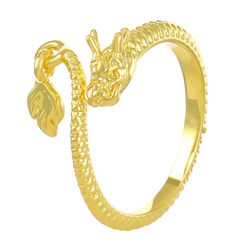 Fashion Gold Copper Shenlong Open Ring