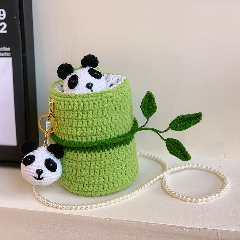 Fashion Panda Style Finished Product Without Pendants Or Hairbands Wool Knitted Large Capacity Crossbody Bag