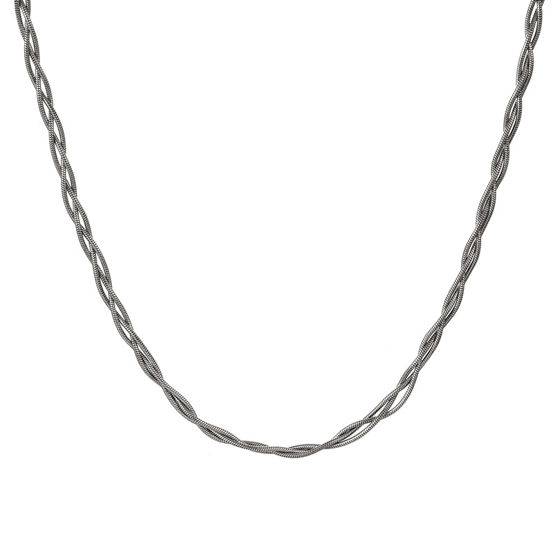Fashion Silver Titanium Steel Multi-strand Twist Necklace