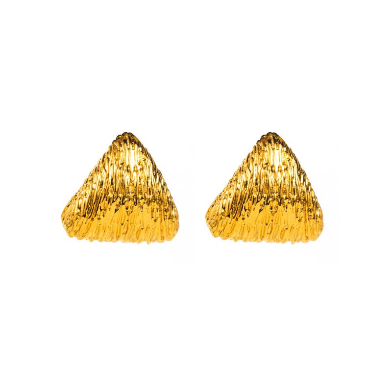 Fashion Triangle Brushed Copper Textured Triangular Stud Earrings