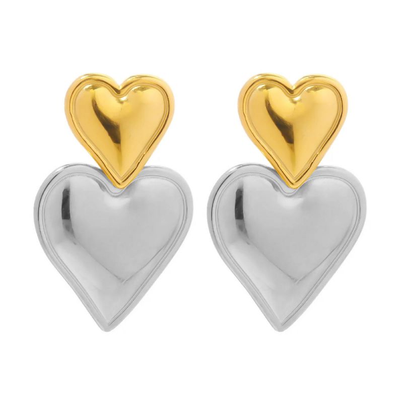 Fashion Gold + White K Alloy Glossy Love Earrings