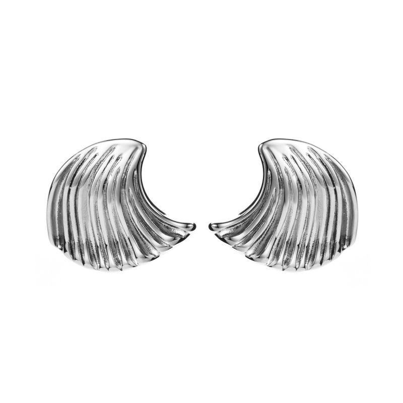 Fashion White King Metal Shell Pleated Earrings