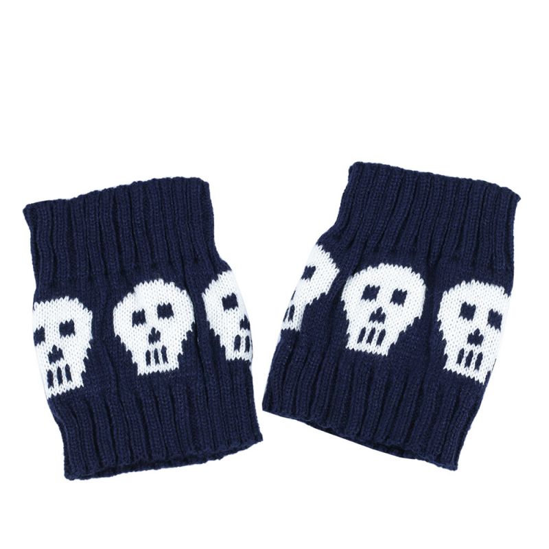 Fashion Navy Blue Wool Knitted Skull Socks