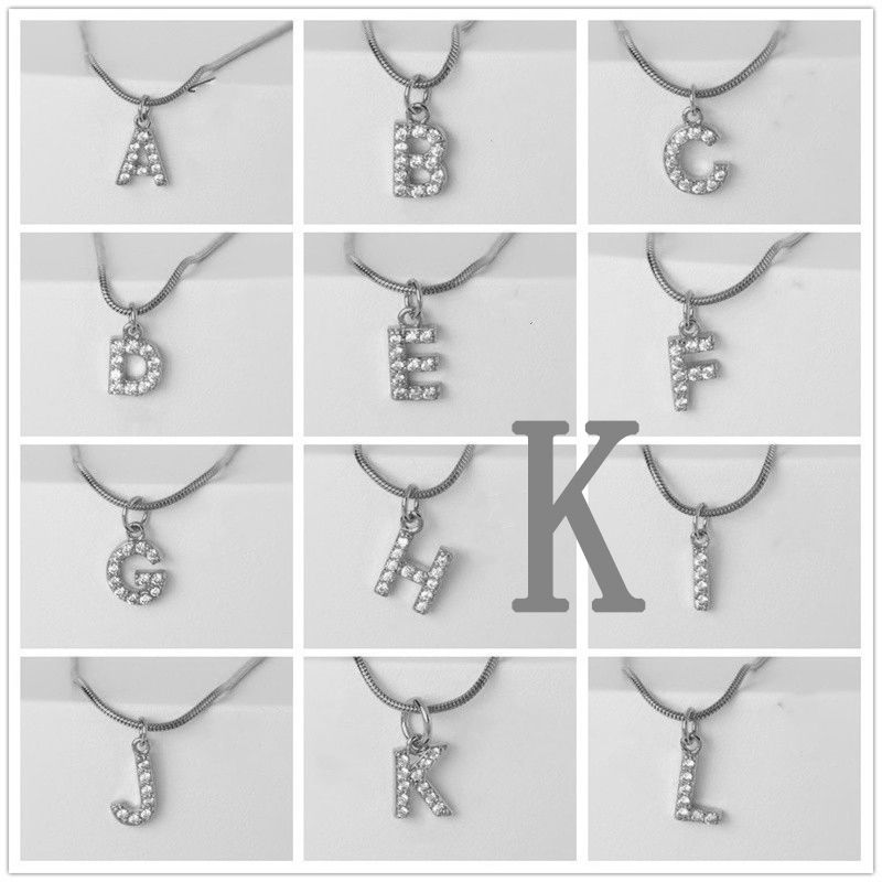 Fashion Silver K Gold Plated Copper And Diamond 26 Letter Necklace