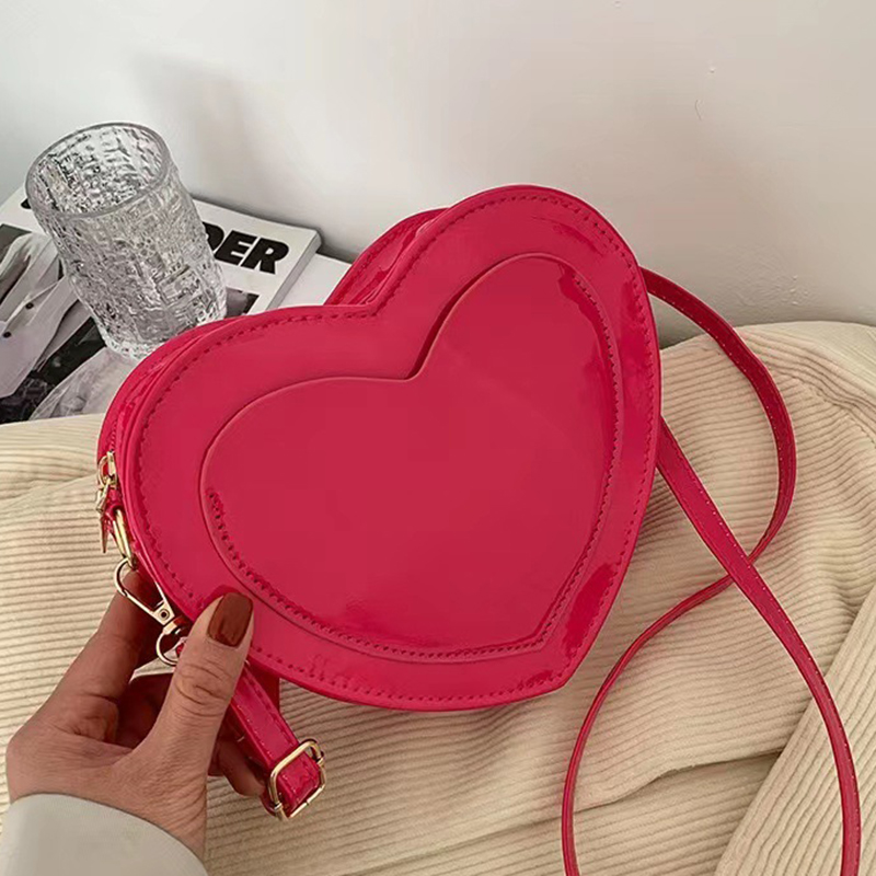 Fashion Rose Pink Pu Love Crossbody Bag