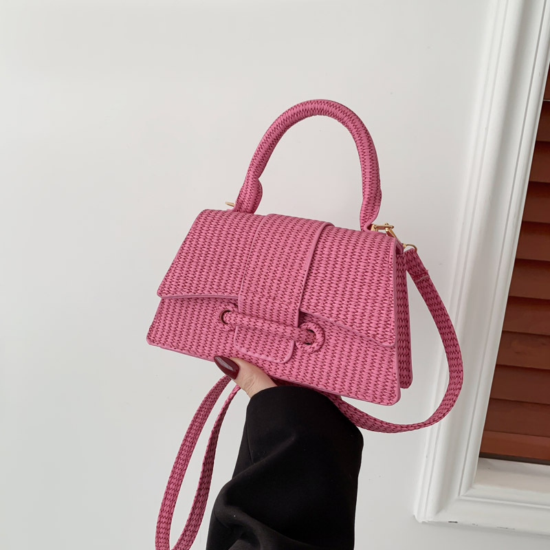 Fashion Pink Pu Vertical Pattern Flap Crossbody Bag