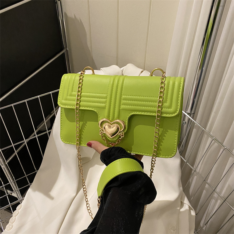 Fashion Green Pu Love Flap Crossbody Bag