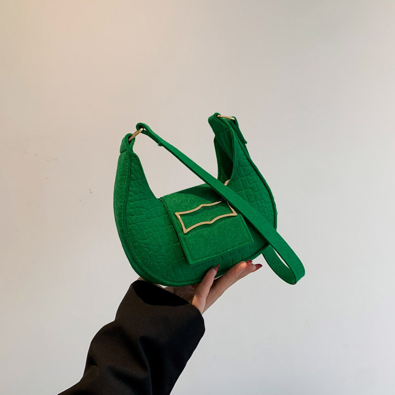 Fashion Green Felt Large Capacity Shoulder Bag