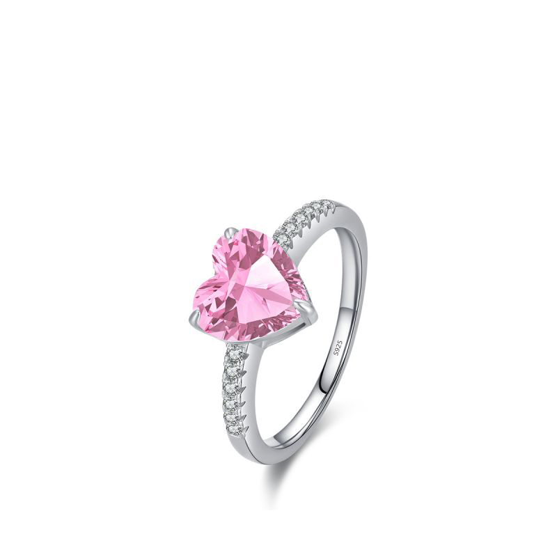 Fashion Pink Metal Diamond Love Ring