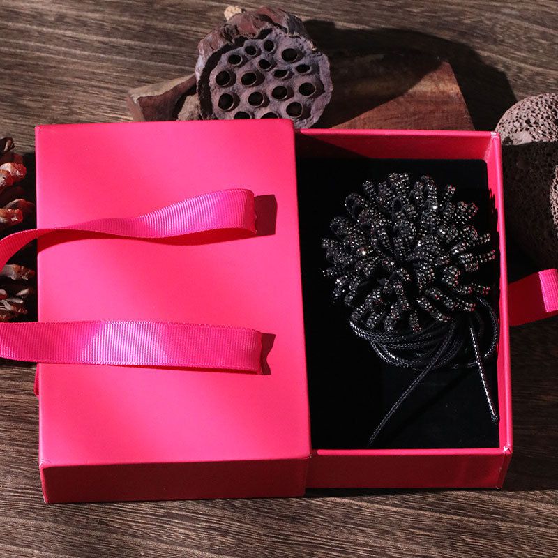 Fashion Black With Box Full Diamond Three-dimensional Flower Necklace
