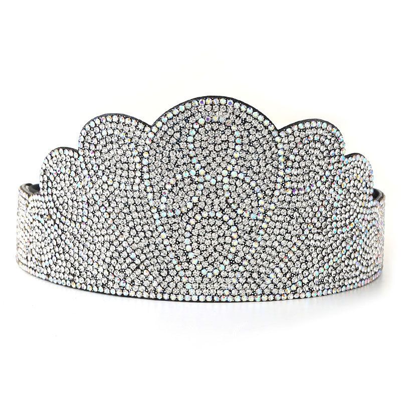Fashion White Geometric Diamond Wide-brimmed Crown