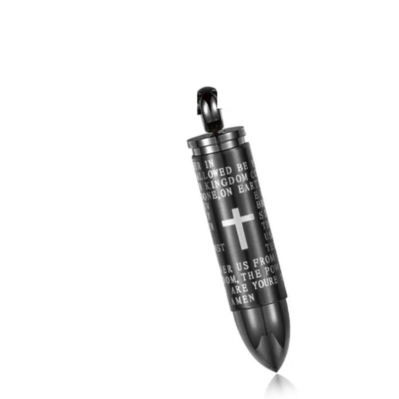 Fashion Black Pendant Titanium Steel Cross Bullet Pendant