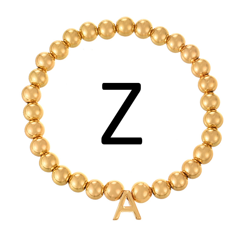 Fashion Z Copper 26-letter Beaded Bracelet (6mm)