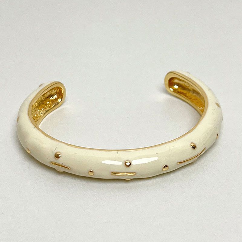 Fashion White Copper Drip Oil Geometric Open Bracelet
