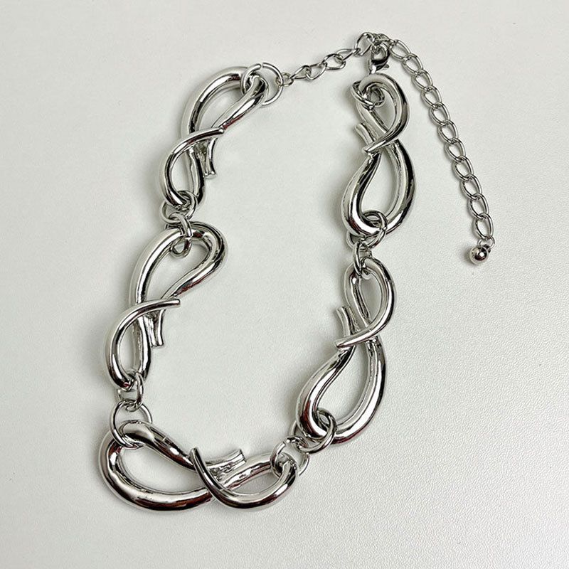 Fashion Silver Thick Metal Chain Necklace