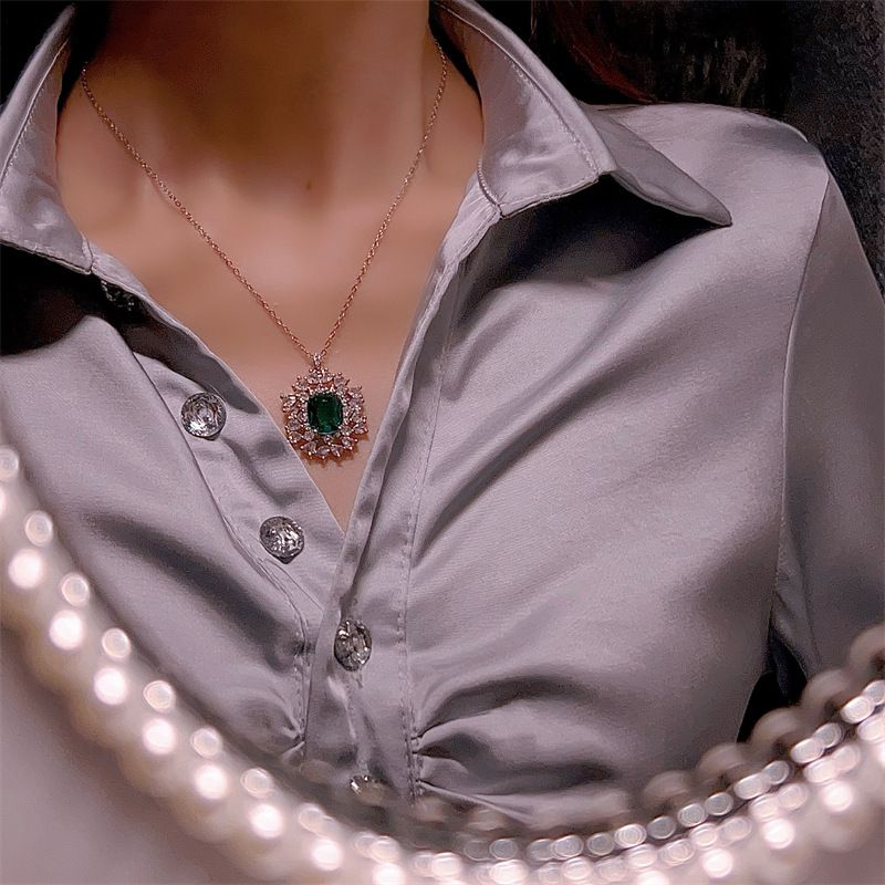 Fashion Necklace Copper Diamond Square Necklace