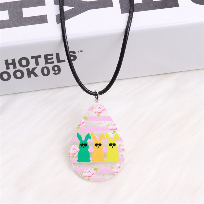 Fashion Yellow Rabbit-necklace Acrylic Rabbit Print Drop Necklace