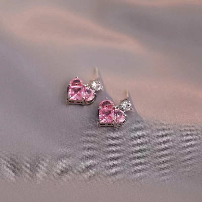 Fashion 4# Titanium Steel Diamond Love Stud Earrings