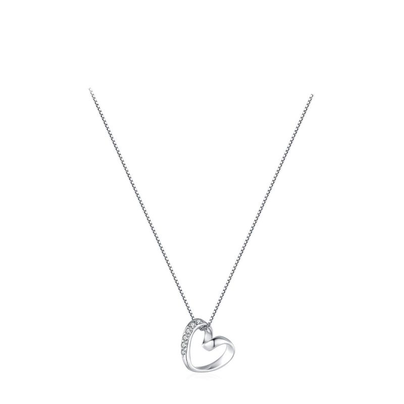 Fashion Silver Sterling Silver Diamond Love Necklace
