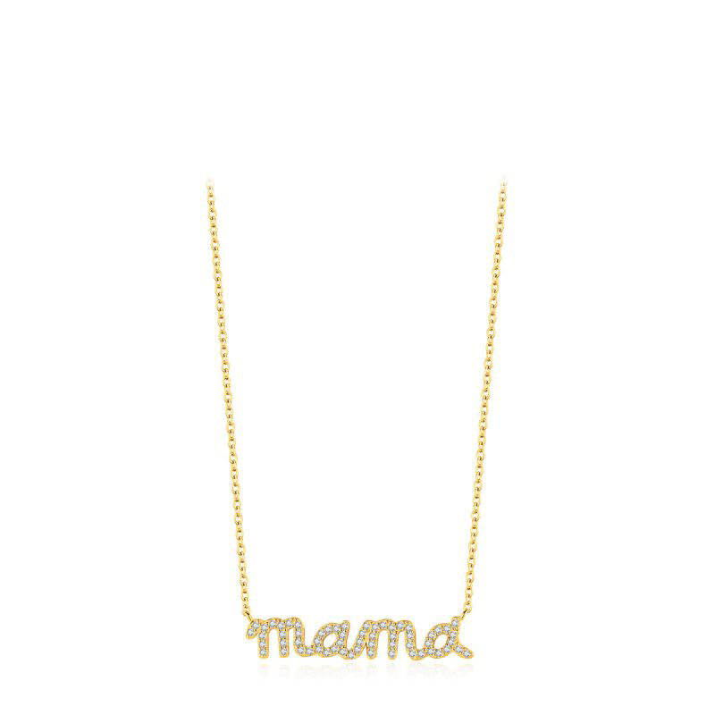 Fashion Gold Sterling Silver Diamond Letter Necklace