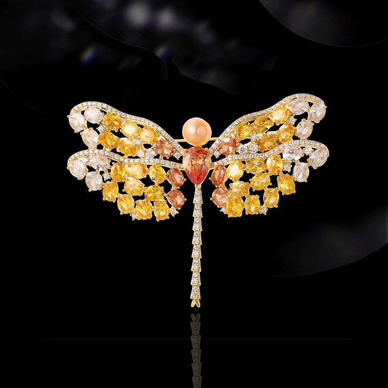 Fashion 3# Copper Inlaid Zirconium Dragonfly Brooch