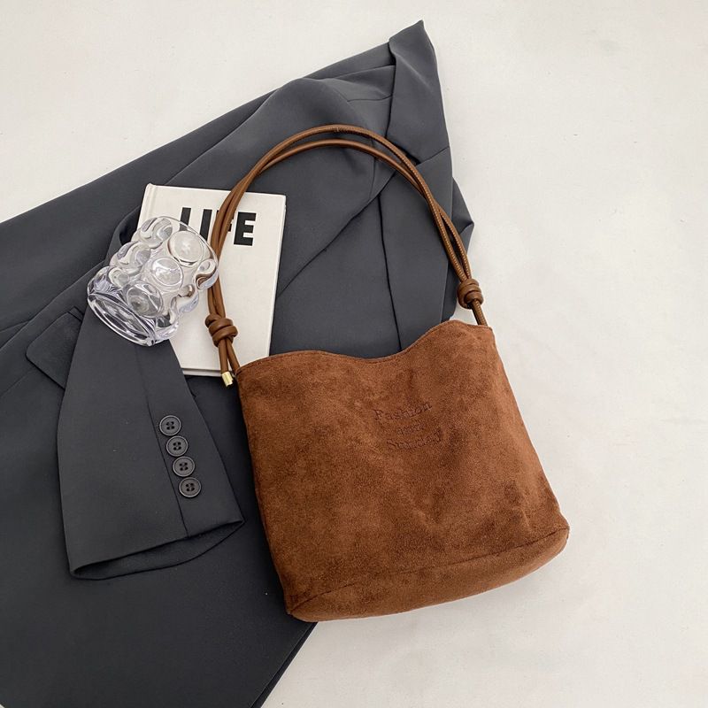 Fashion Brown Frosted Large Capacity Shoulder Bag
