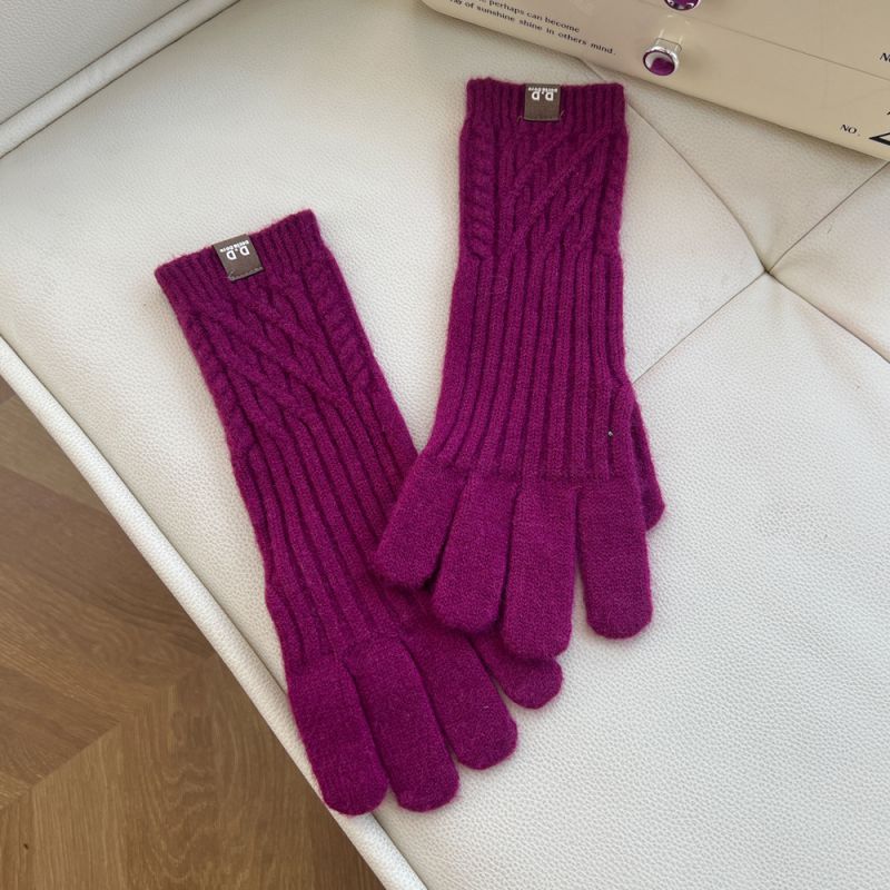 Fashion 7d Vertical Mesh Rope Spelling Purple Polyester Knitted Five-finger Gloves