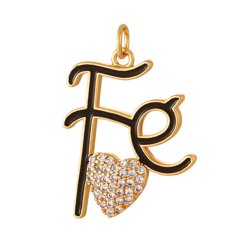 Fashion Copper Inlaid With Zircon + Dripping Oil Copper Inlaid Zircon Dripping Letters Fr Love Pendant Accessories