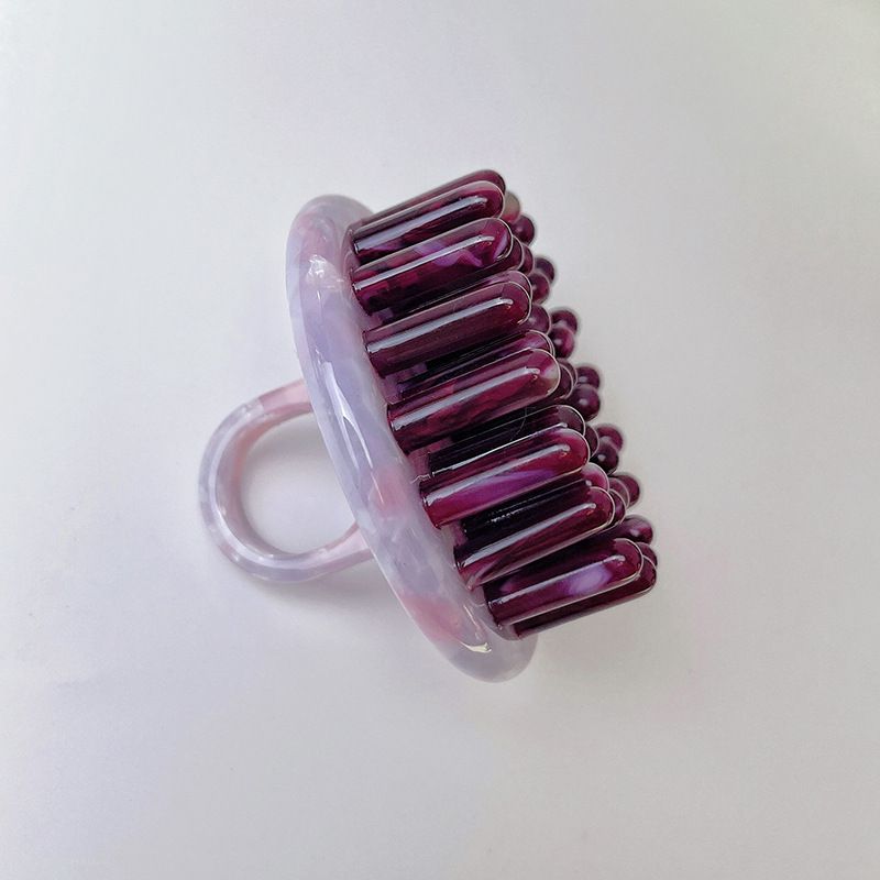 Fashion 2# Pink Purple Acetate Round Massage Comb